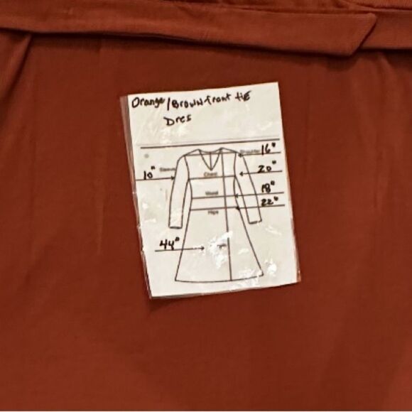 Brown Ribbed Faux Wrap Dress Size XXL - Picture 10 of 10